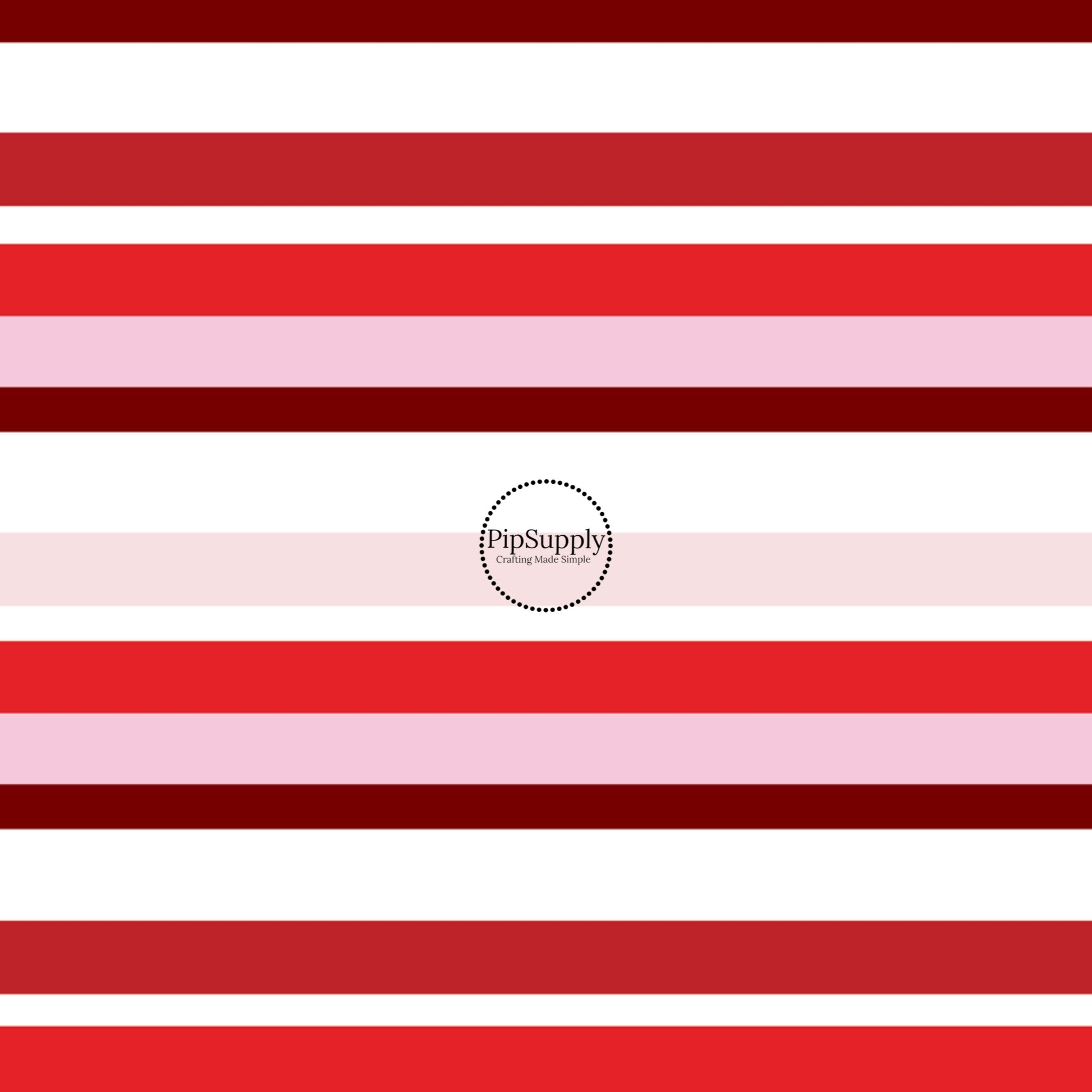 Striped Fabric swatch with red and pink stripes Fabric by the Yard