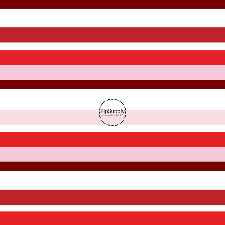 Striped Fabric swatch with red and pink stripes Fabric by the Yard