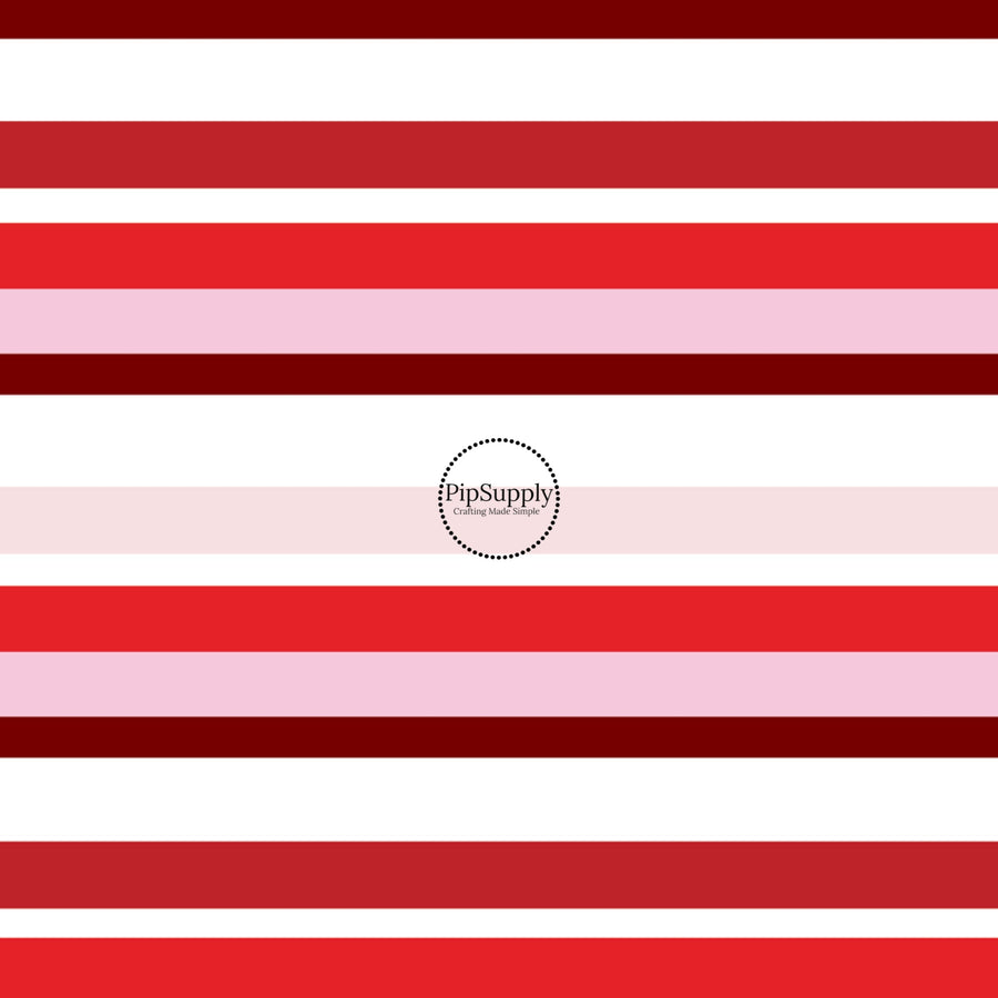 Striped Fabric swatch with red and pink stripes Fabric by the Yard