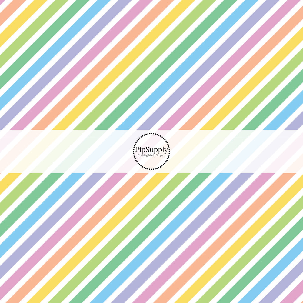 Bright diagonal rainbow stripe bow strips