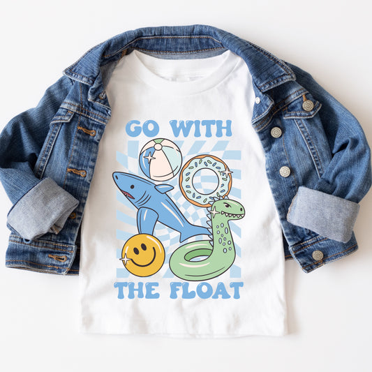 Camila Prints "Go with the float" blue summer themed iron on heat transfer