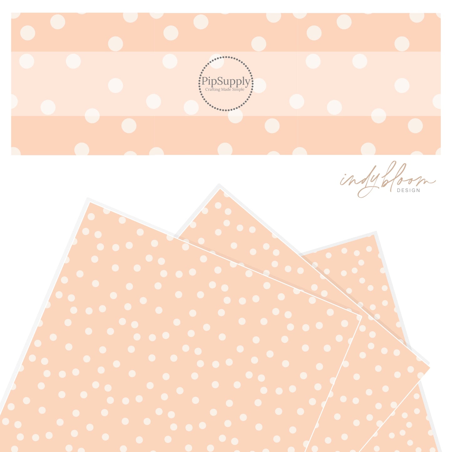 Cream dots on blush faux leather sheet.