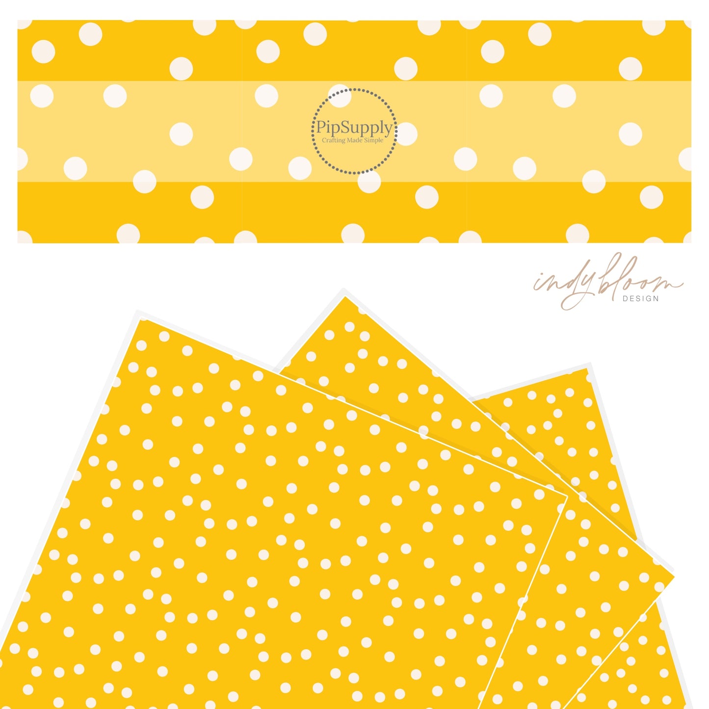 Sunny yellow with polka dot faux leather sheet.