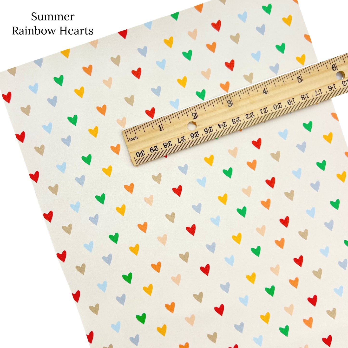 Rainbow heart faux leather sheet.