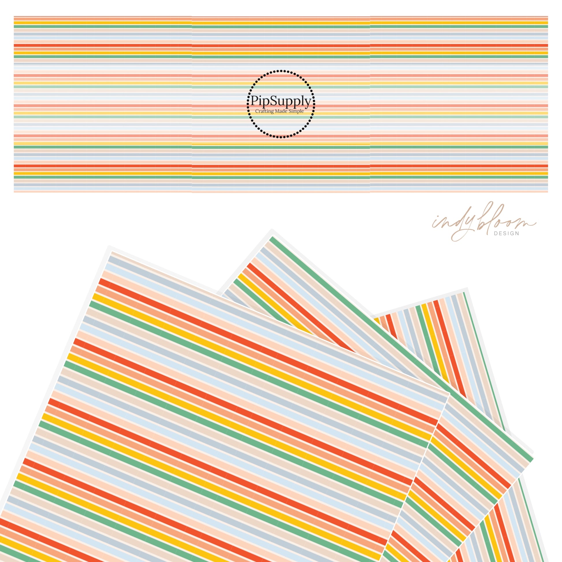 Summer colored striped faux leather sheet.