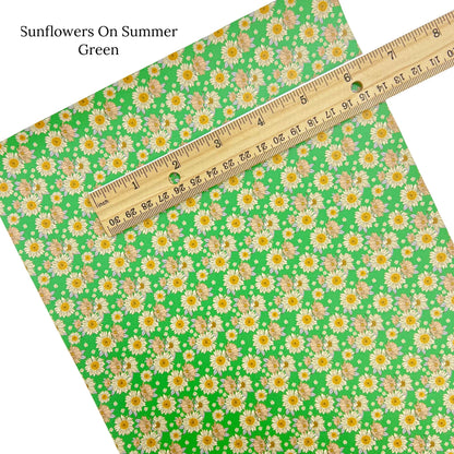 Floral print on Summer Green faux leather sheet.