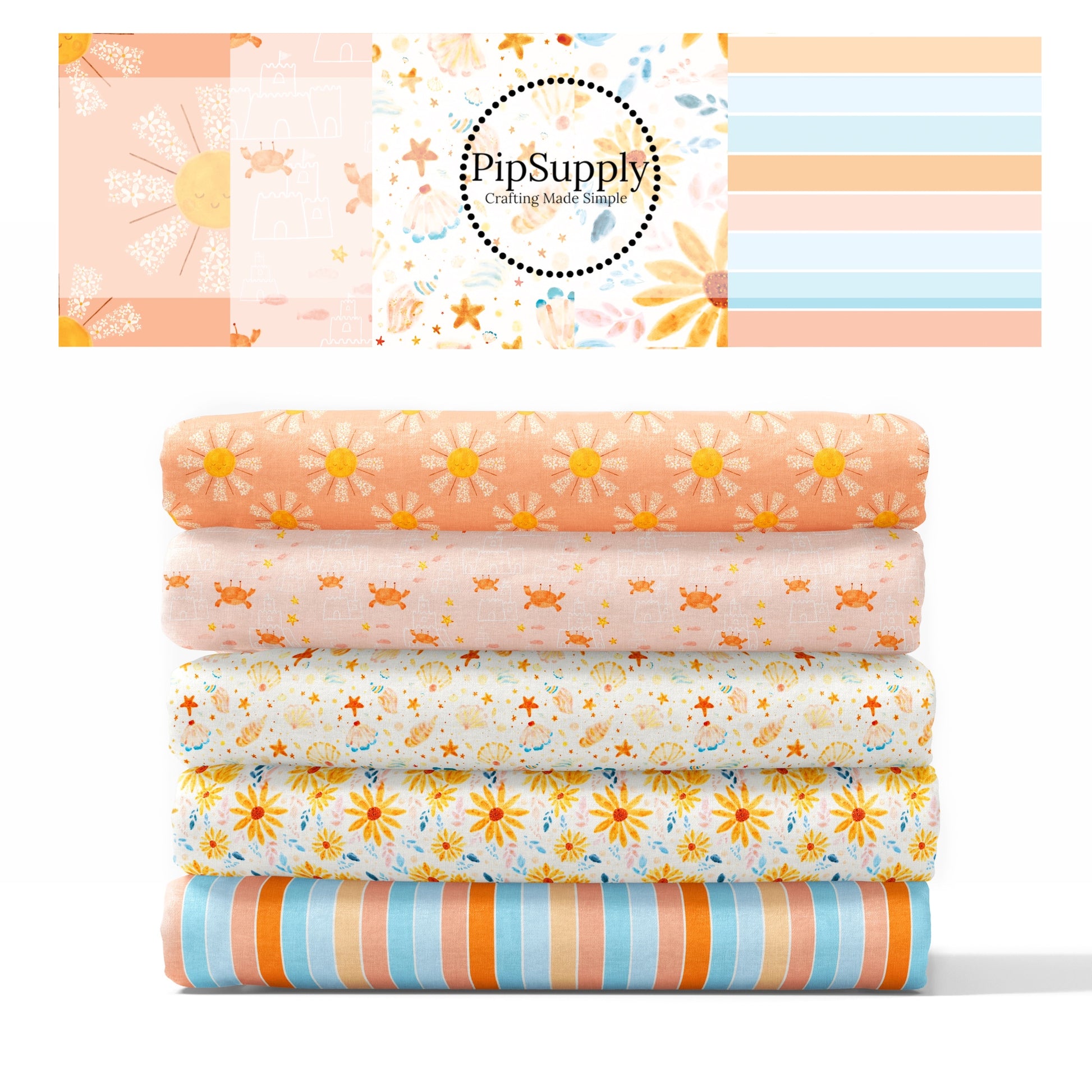 Summer themed high quality fabric adaptable for all your crafting needs. Make cute baby headwraps, fun girl hairbows, knotted headbands for adults or kids, clothing, and more!