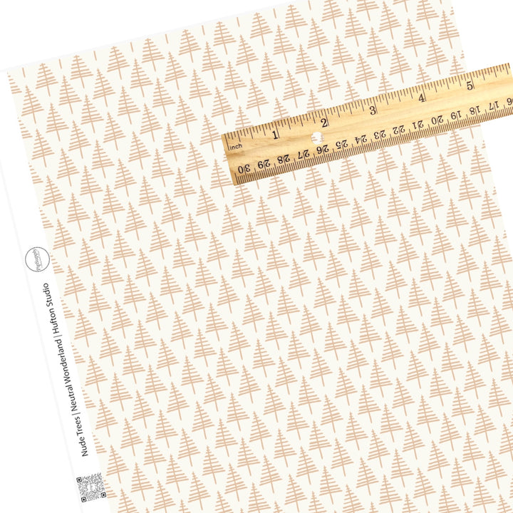 dainty line tan christmas trees on cream faux leather sheet