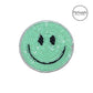 Aqua sequined smiley face iron on patch