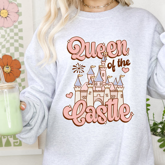 Pink "Queen of the Castle" theme park iron on heat transfer
