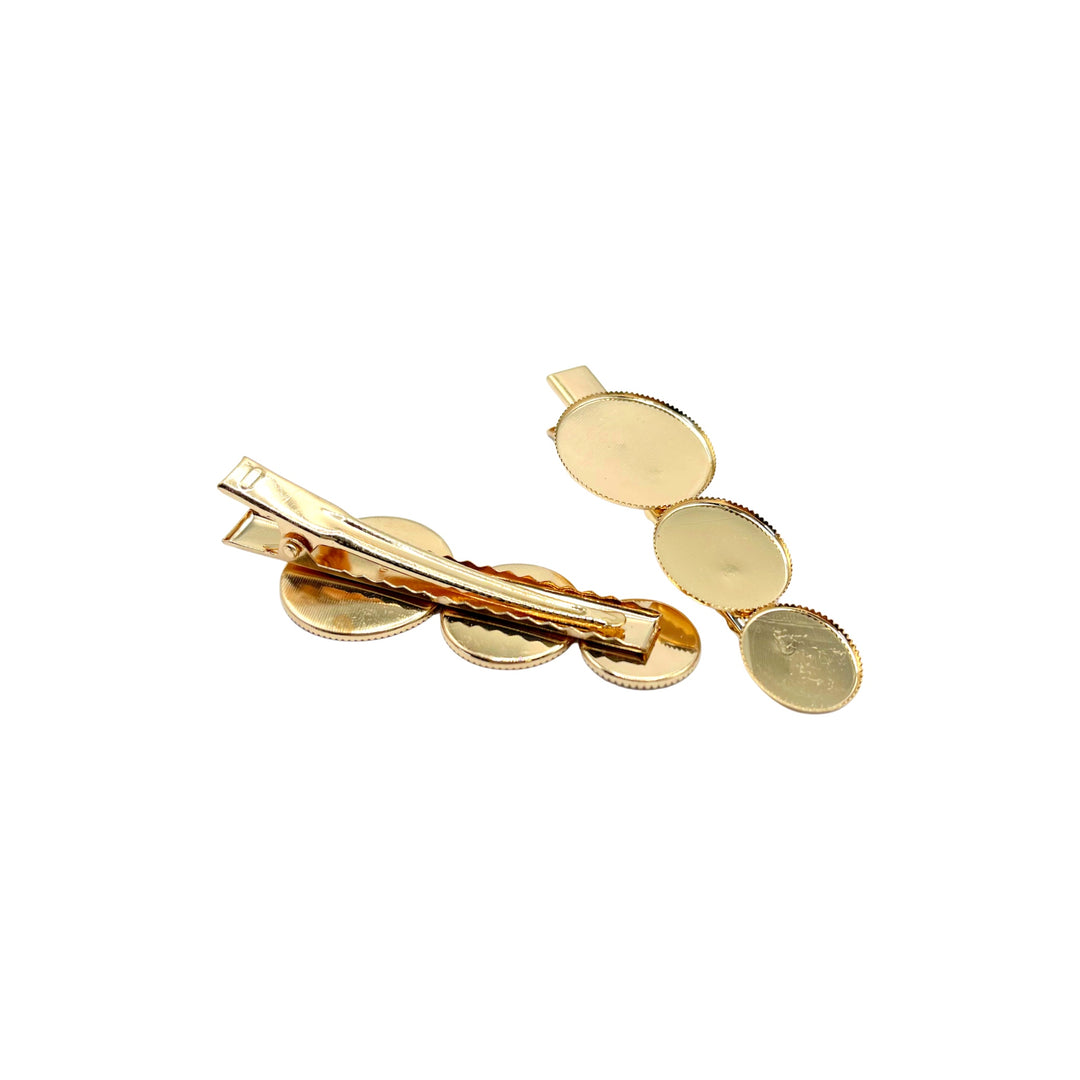 Tiered Circles Gold Hair Clip Blank with Teeth - Pack of 3