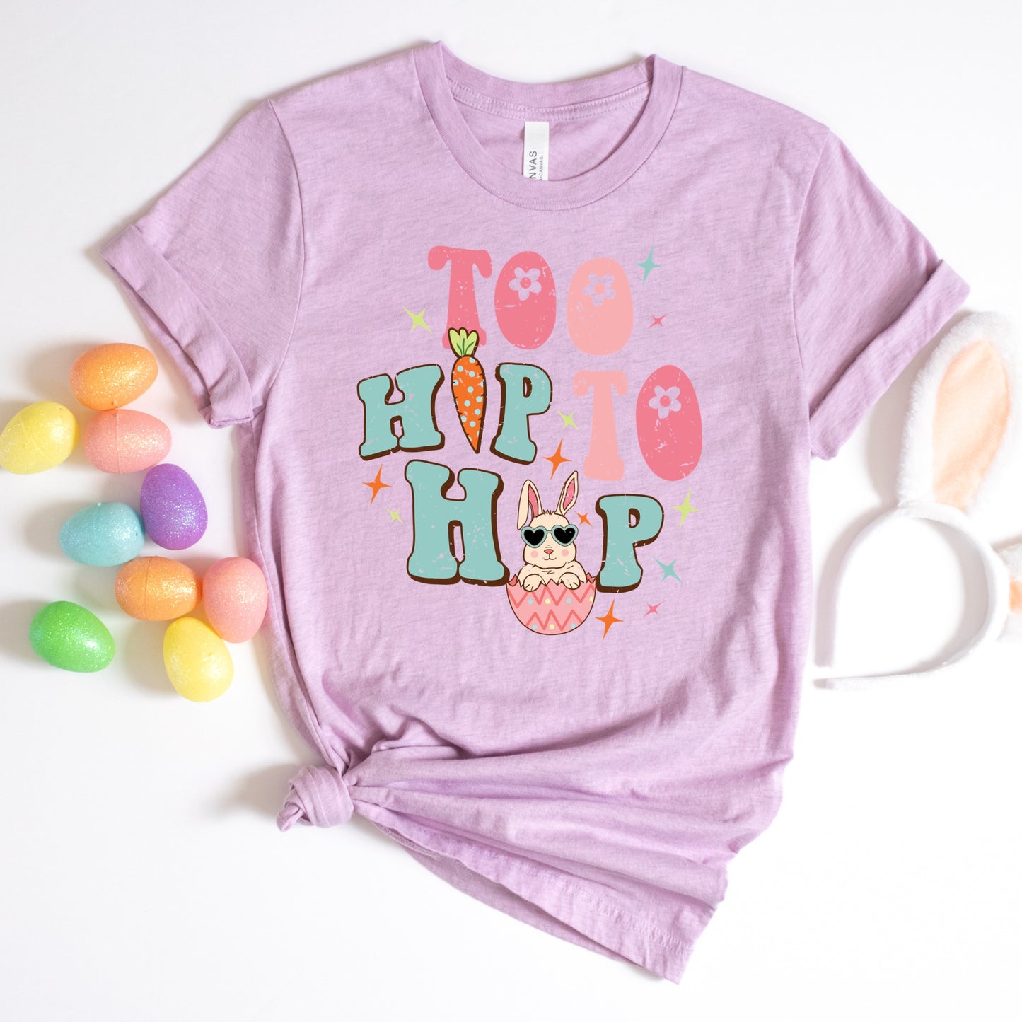 "Too Hip To Hop" Easter bunny, Carrot, and Easter Egg Iron on heat transfer