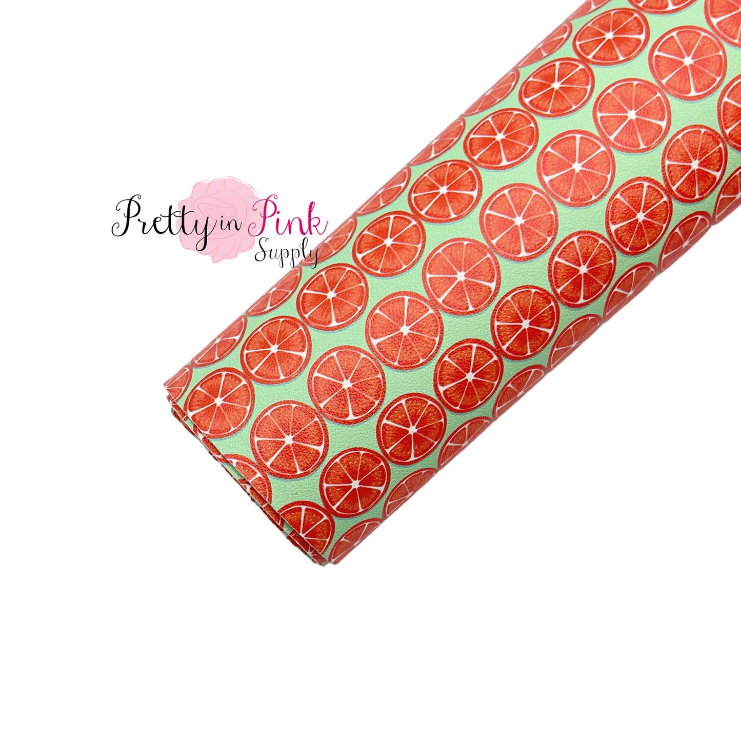 Tropical Oranges | Faux Leather Fabric Sheet