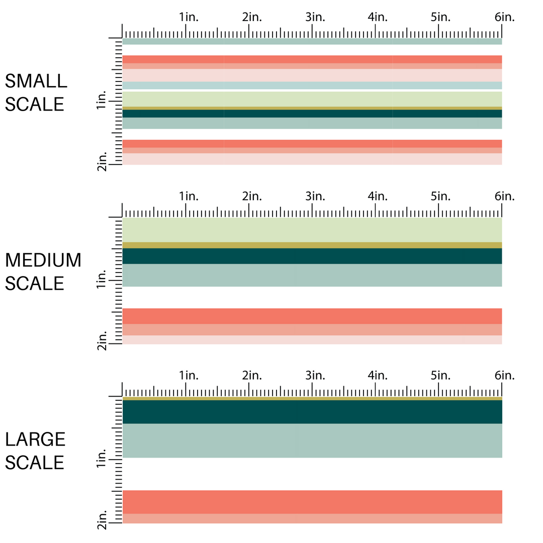 Multi-colored tropical themed striped fabric by the yard scaled image guide.