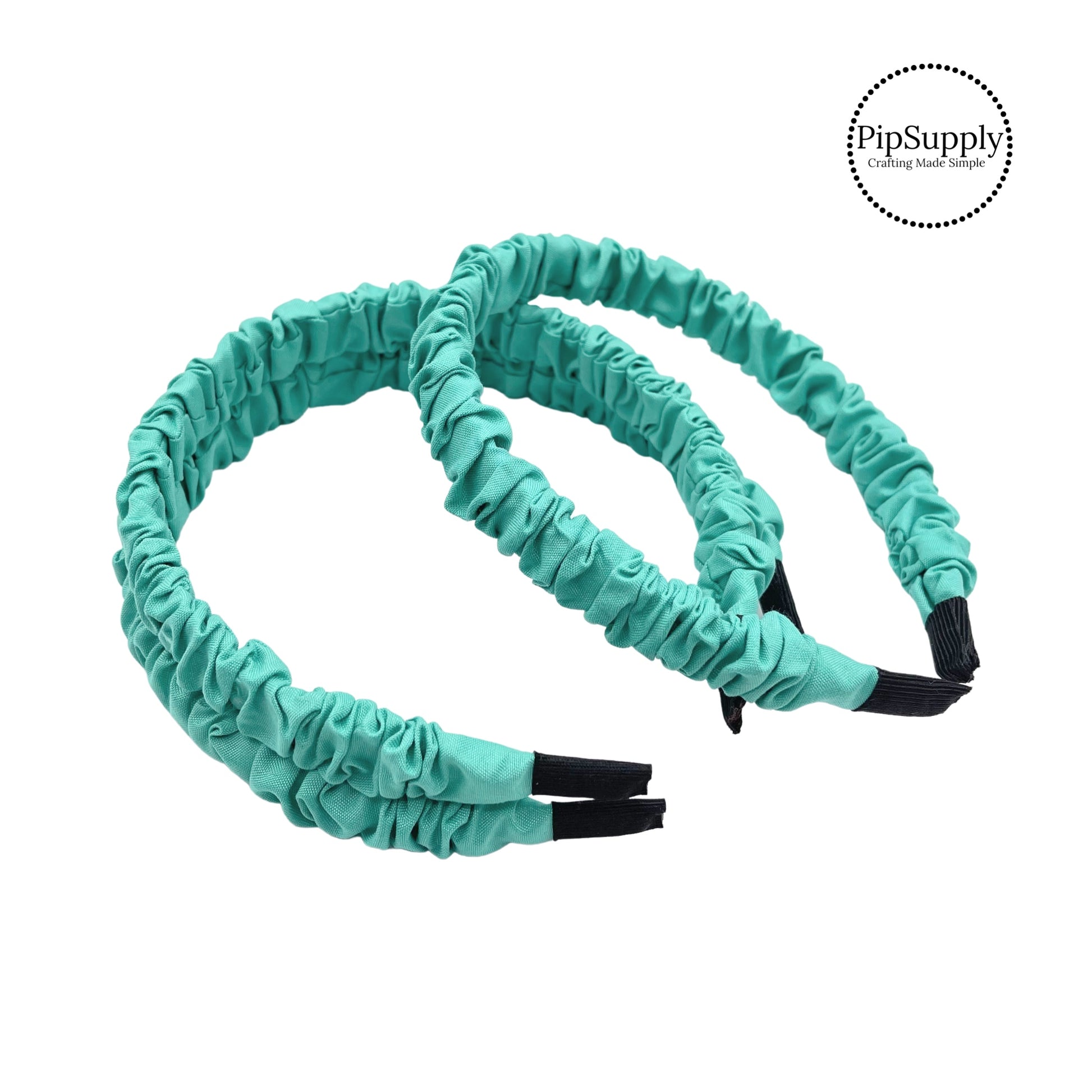 Solid turquoise cotton scrunchie headband