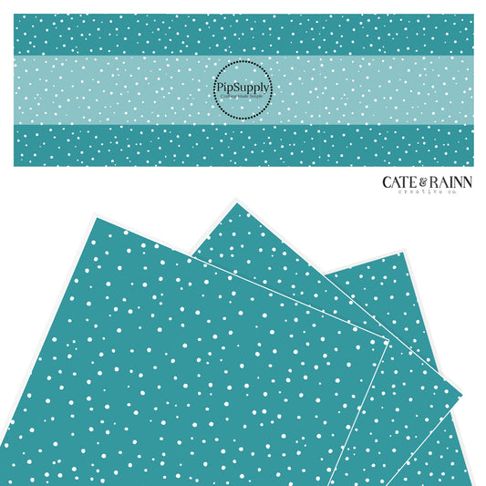 Turquoise with white speckled dot faux leather sheet