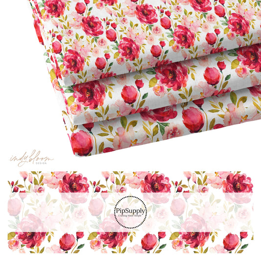 Valentine Cream Fabric with roses and floral designs