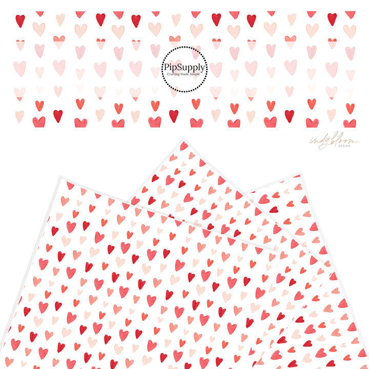 Valentine faux leather sheet with red and pink hearts