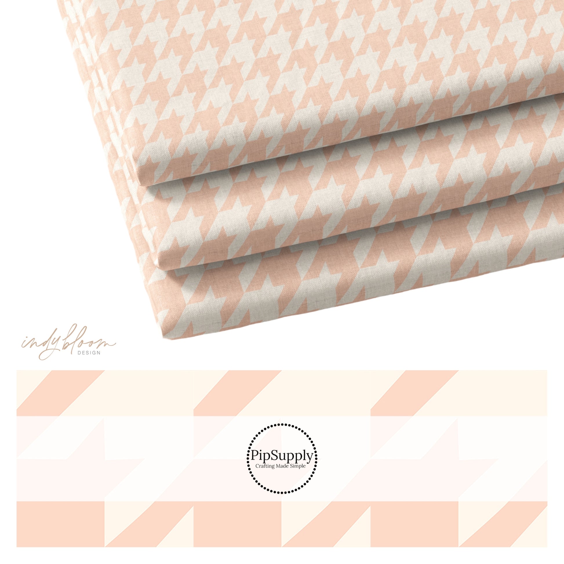 White fabric with pink houndstooth design
