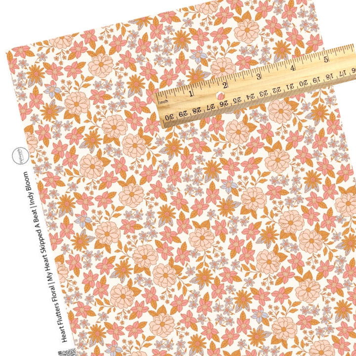 Pastel floral valentine faux leather sheet