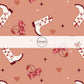 Dusty pink fabric by the yard with white cowboy boots, hearts, and cherries Valentine's Day Fabric by the Yard 