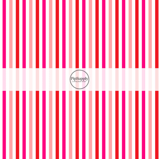 Red, pink, and white pattern with stripes Fabric by the Yard