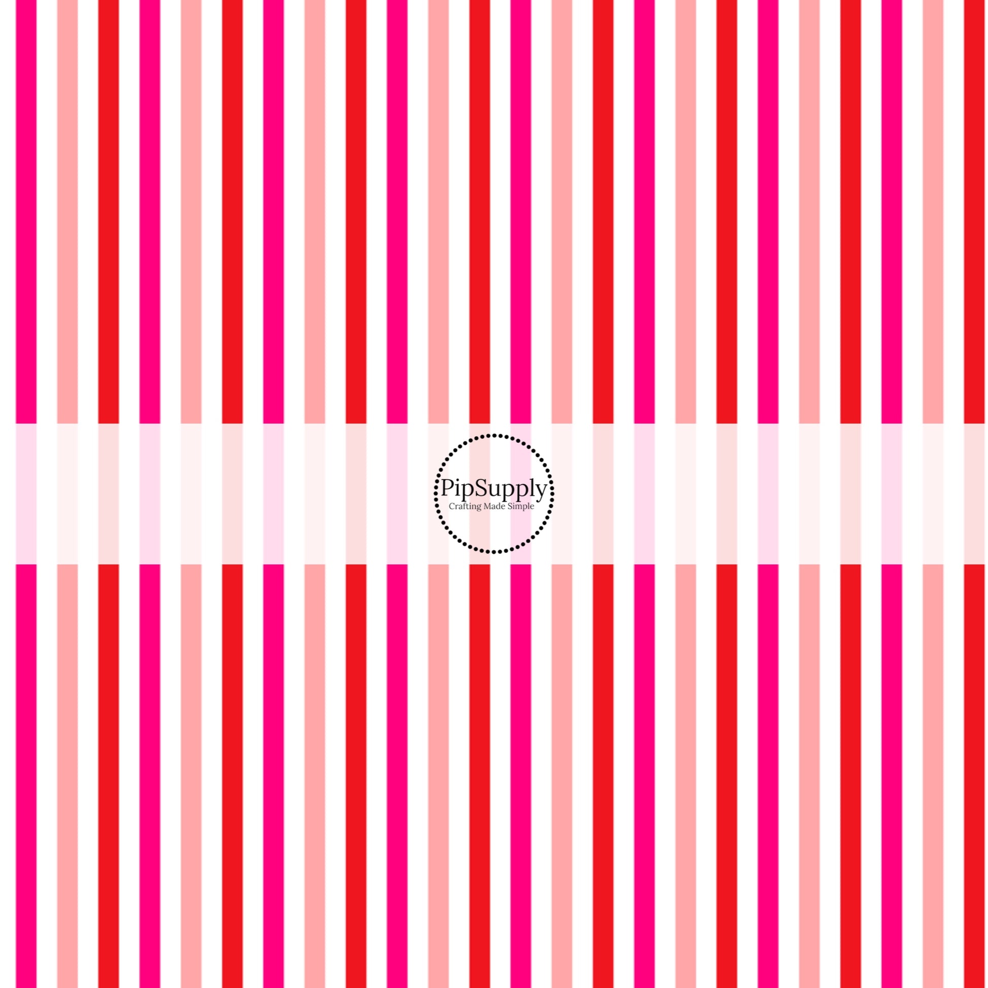 Red, pink, and white pattern with stripes Fabric by the Yard