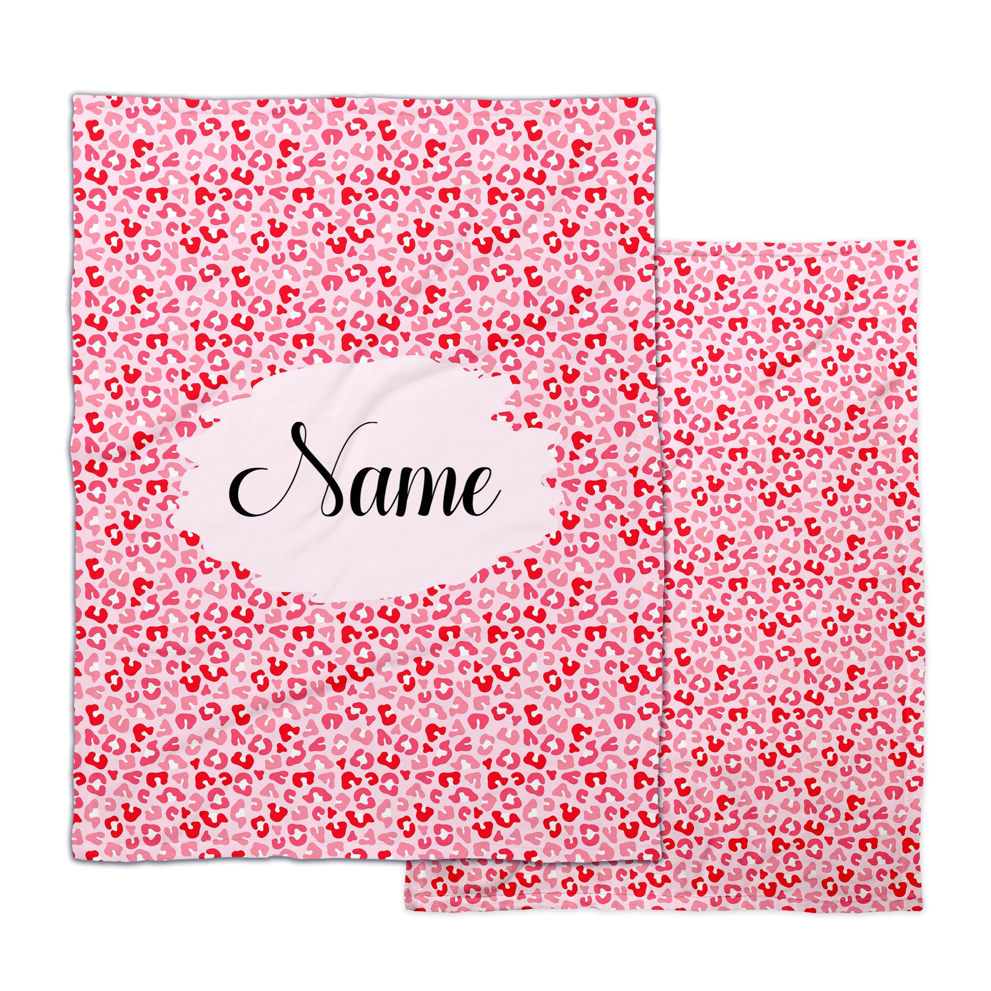 Pink and Red Leopard Spots Minky Blanket - Personalized Valentine's Day Name Blanket