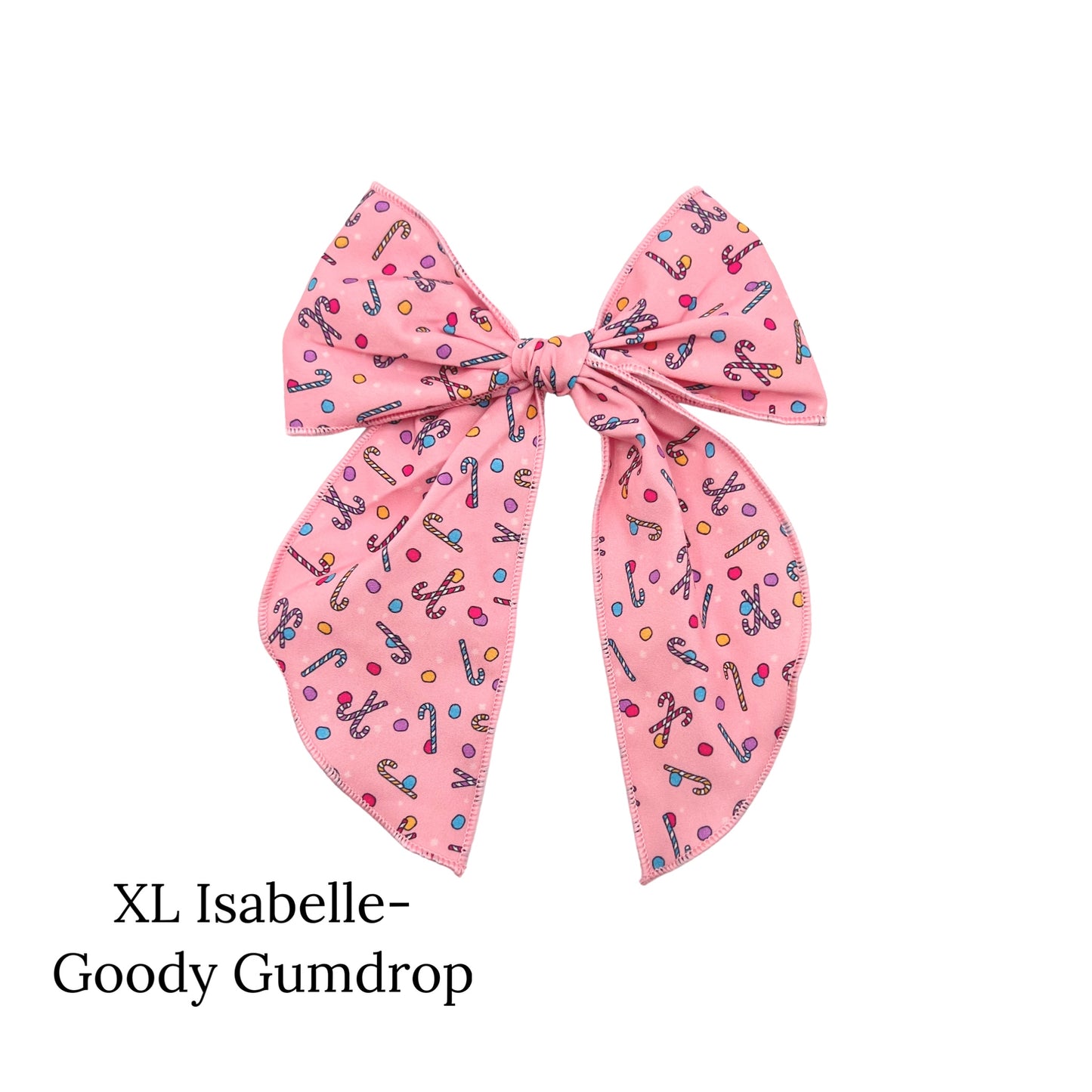 Pink christmas bow with polka dots and candy canes 
