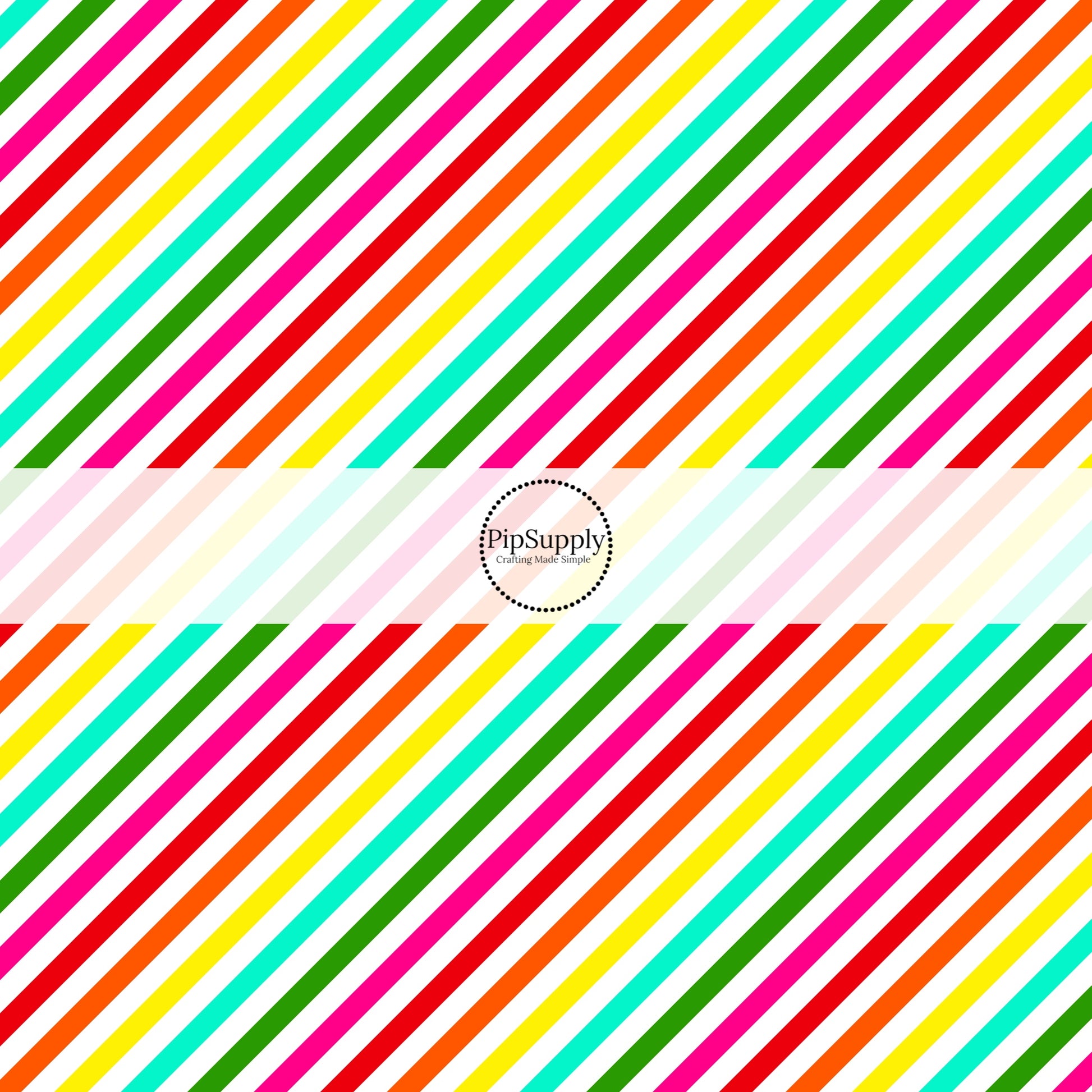 Diagonal Rainbow Striped Fabric by the yard - Cinco De Mayo Fabric 