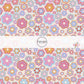 Cream colored fabric by the yard with pink and blue floral print