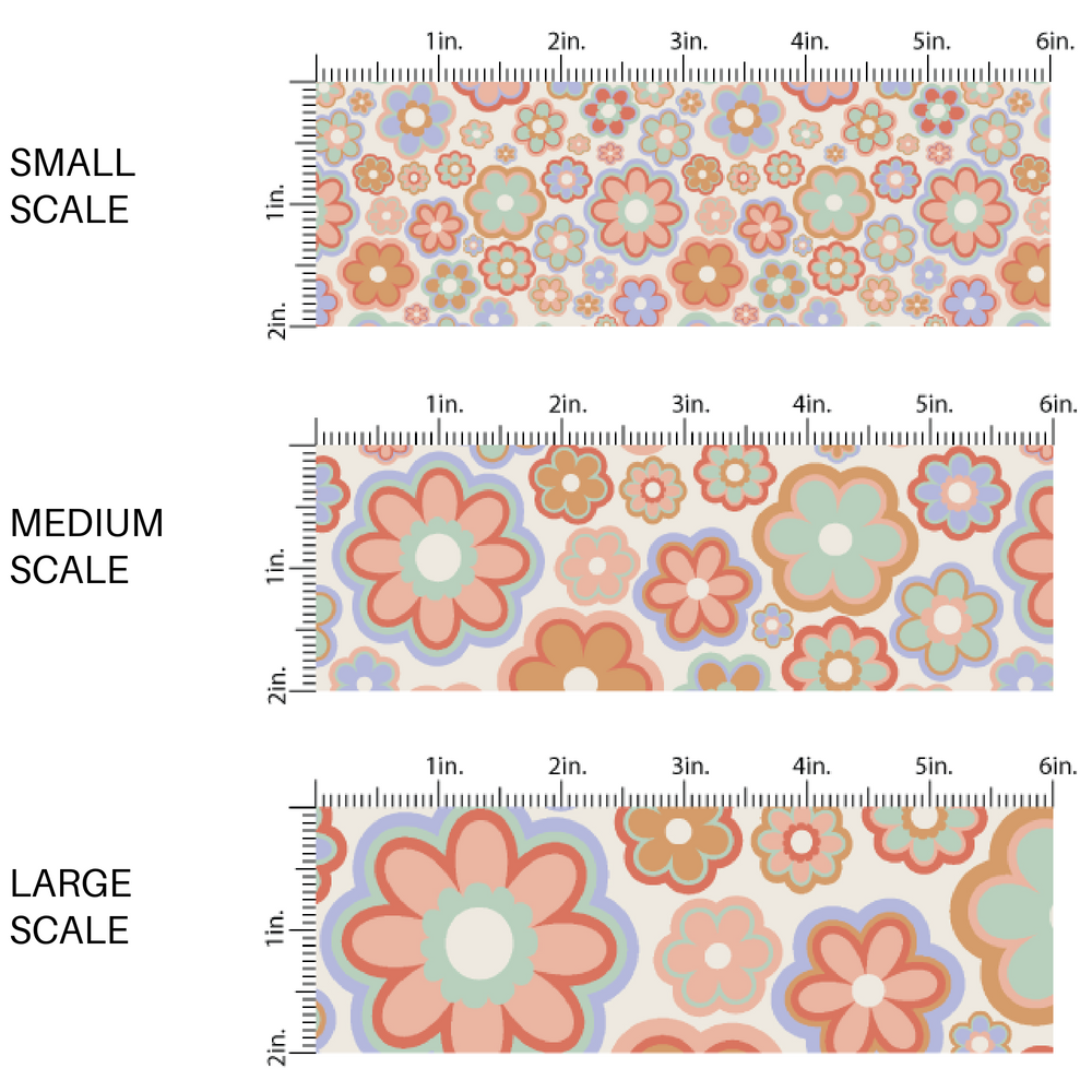 Cream colored fabric by the yard scaled image guide with a peach and green floral print