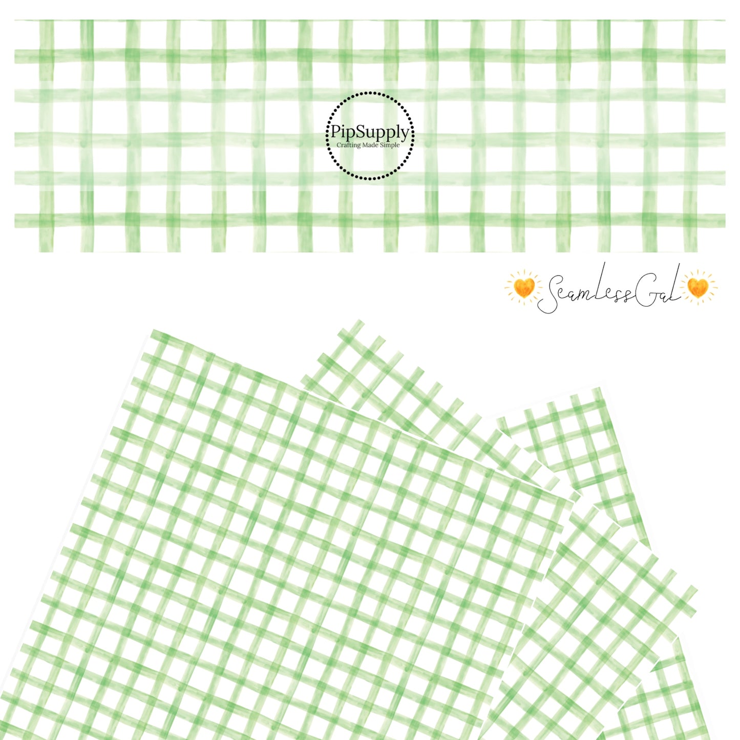 Mint green gingham pattern faux leather sheet.