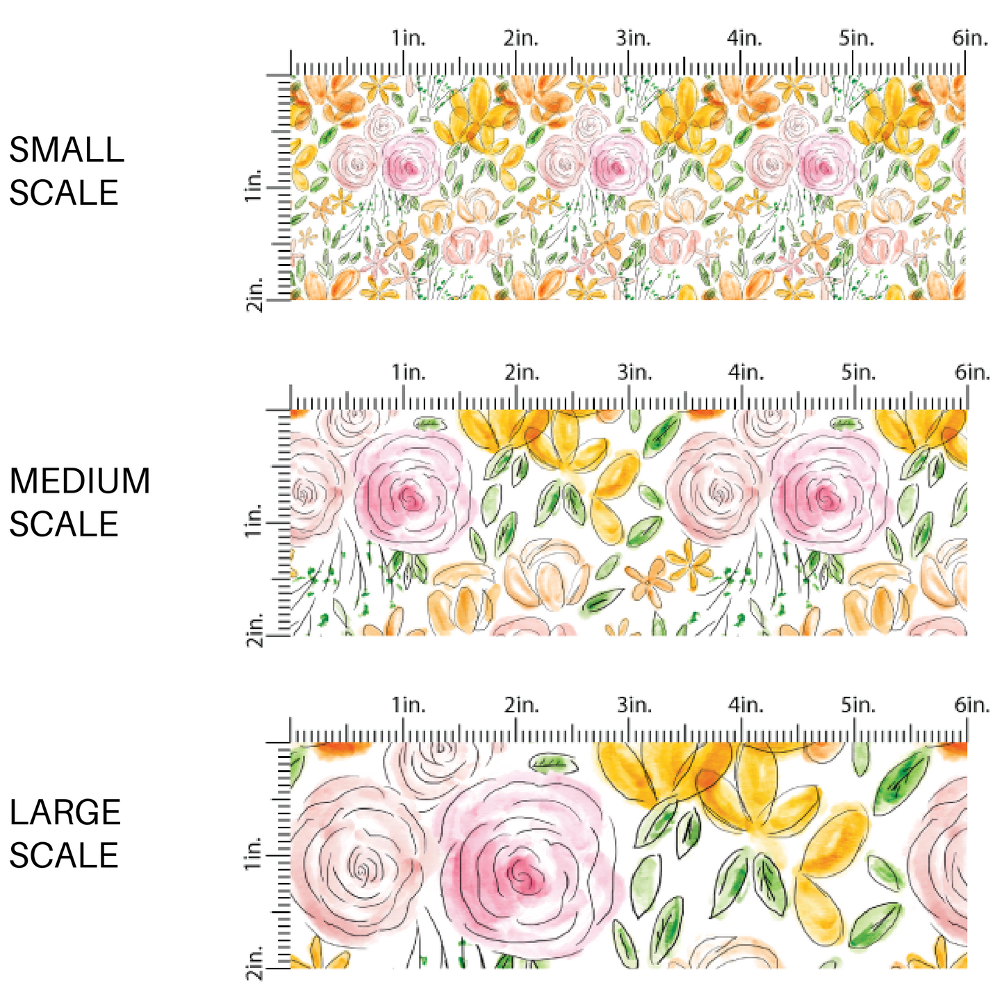 Watercolor pink and yellow flower fabric by the yard scaled image guide - Spring Floral Easter Fabric 