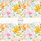 Watercolor pink and yellow flower fabric by the yard - Spring Floral Easter Fabric 