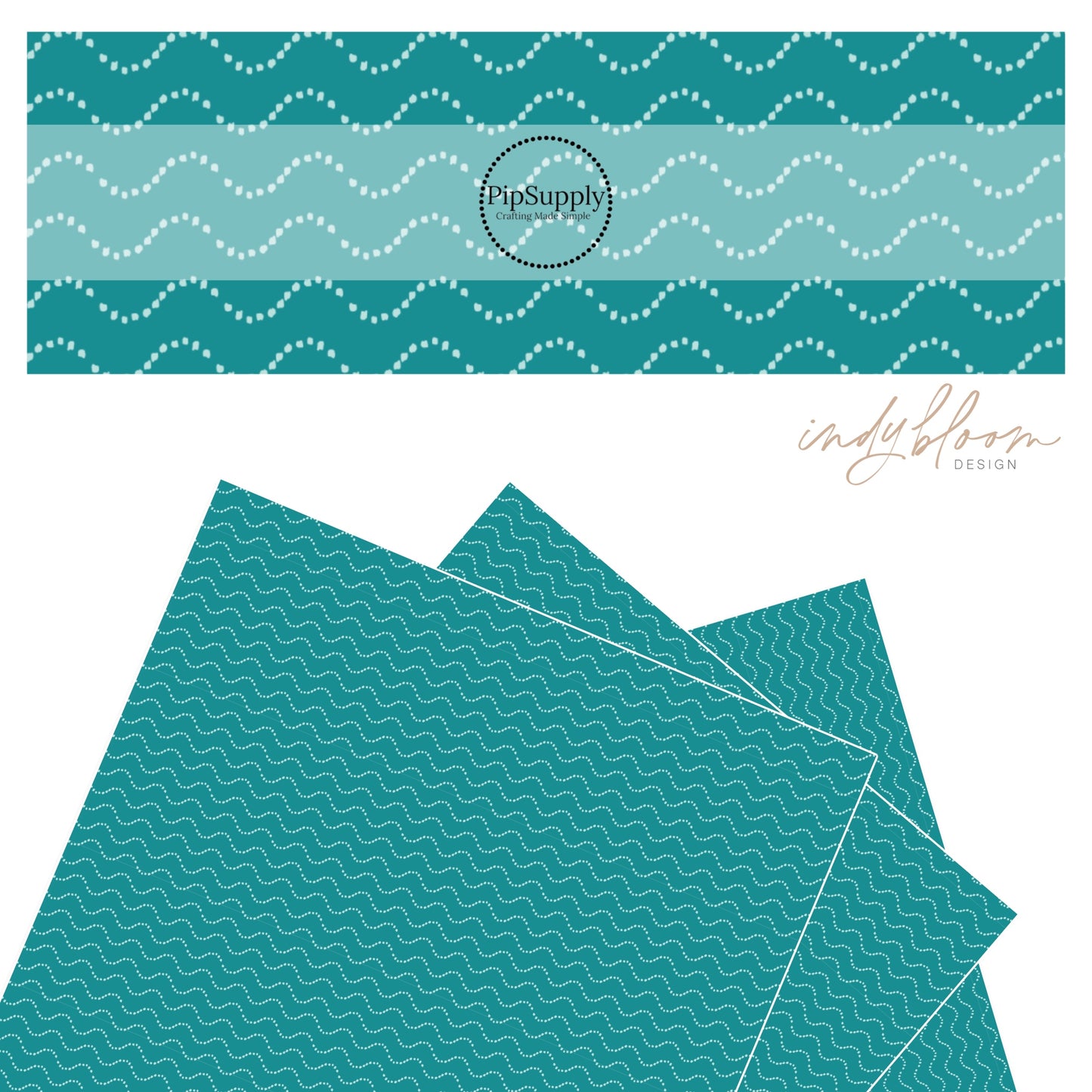 Sea green speckled dot wave faux leather sheet.