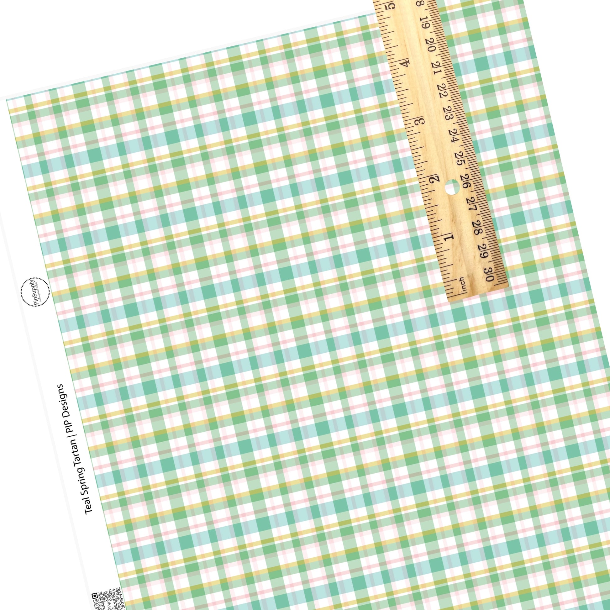 Spring pink, green, and yellow tartan faux leather sheets
