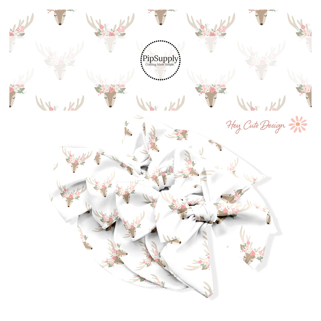 white bow strips with pretty pastel deer and antlers