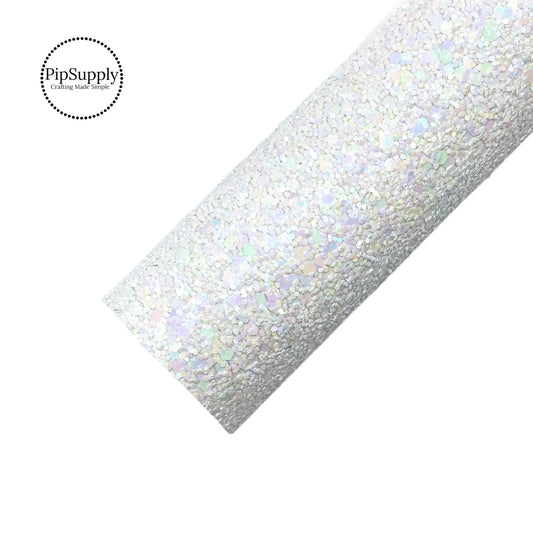 Matte pastel white chunky glitter sheet