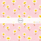 Scattered painted white daisies on light pink fabric by the yard