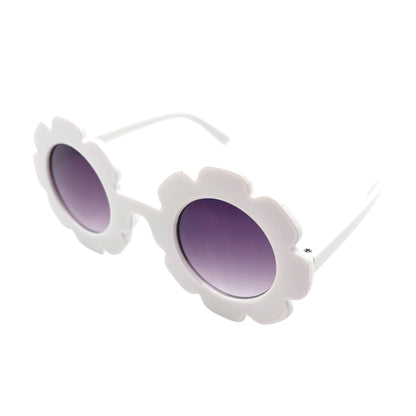 White shiny solid flower sunglasses