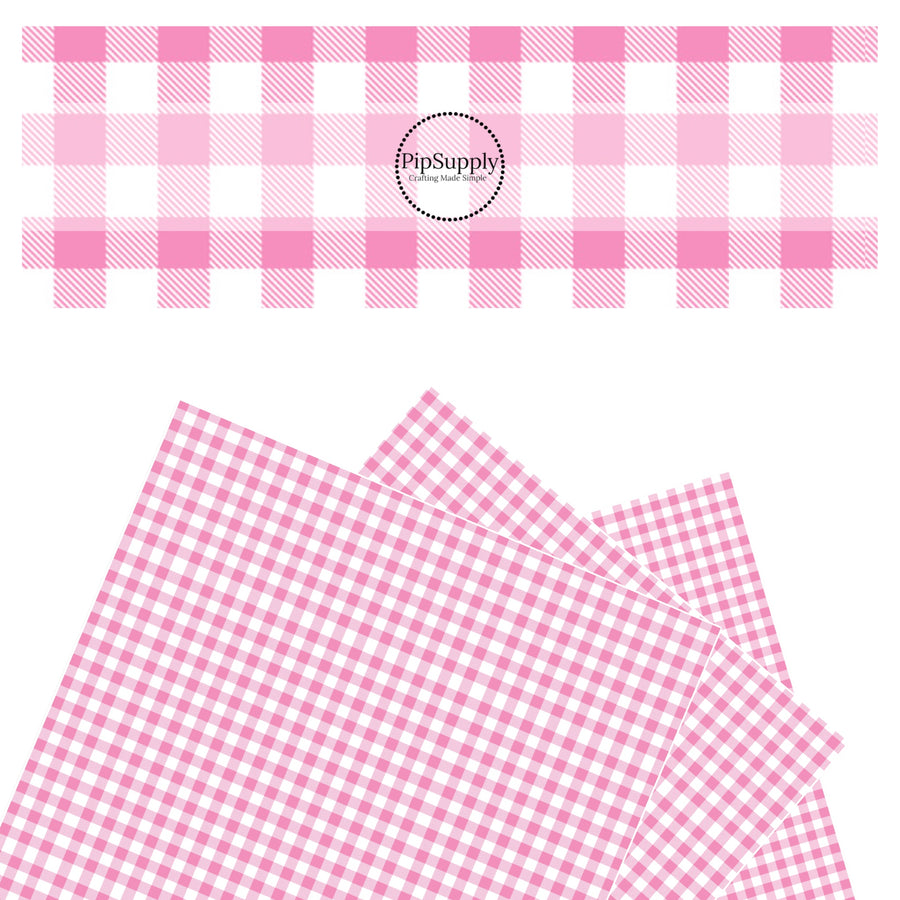 Pink and white stripe plaid faux leather sheets