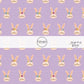 Purple fabric by the yard with cream colored bunnies wearing flower crowns - Easter Spring Fabric  