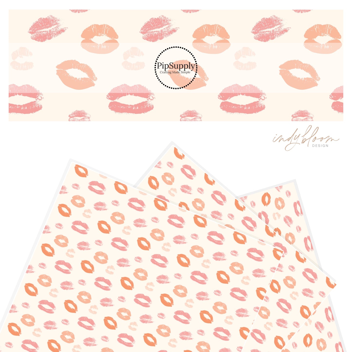 Valentine Kiss Marks Faux Leather Sheet | Kissy | Faux Leather Roll ...