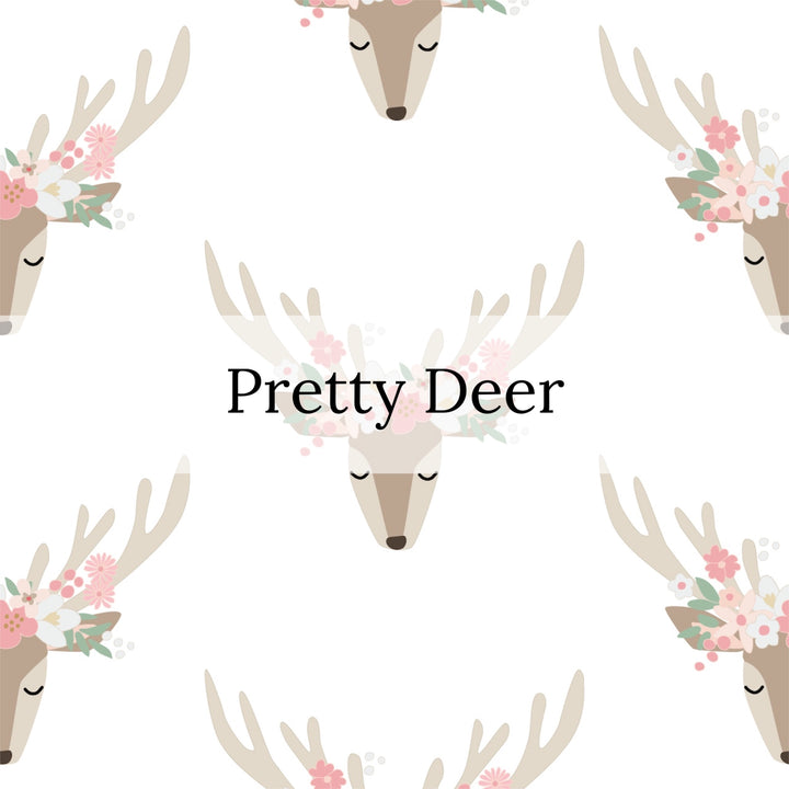 deer with pink flower crown and antlers bow strips