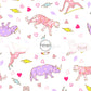 White image with Leopards, rhinos, monkeys, and hearts fabric by the yard 