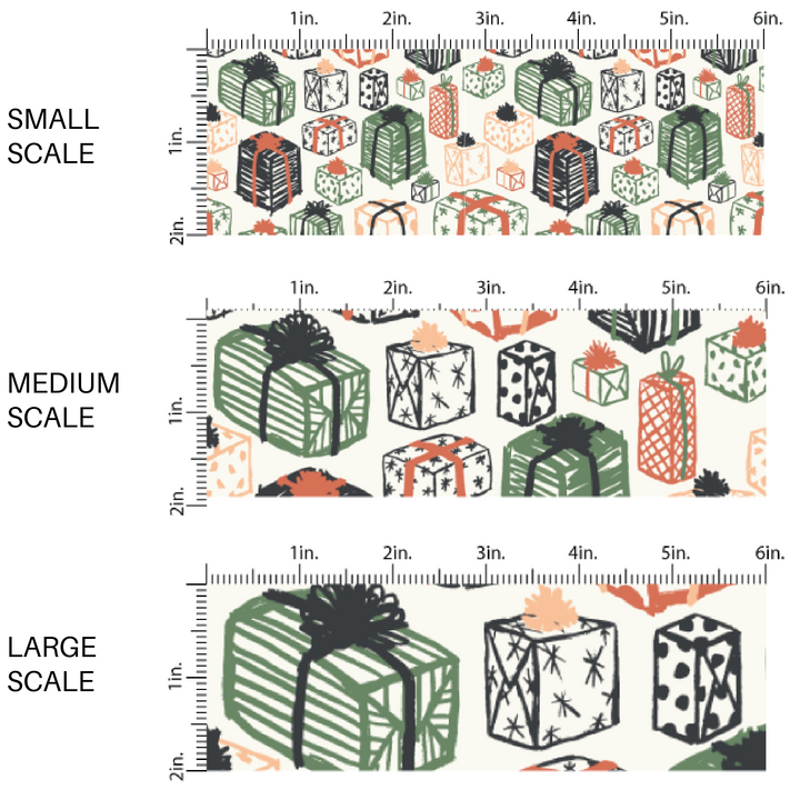 Cream fabric image guide with Christmas present designs 