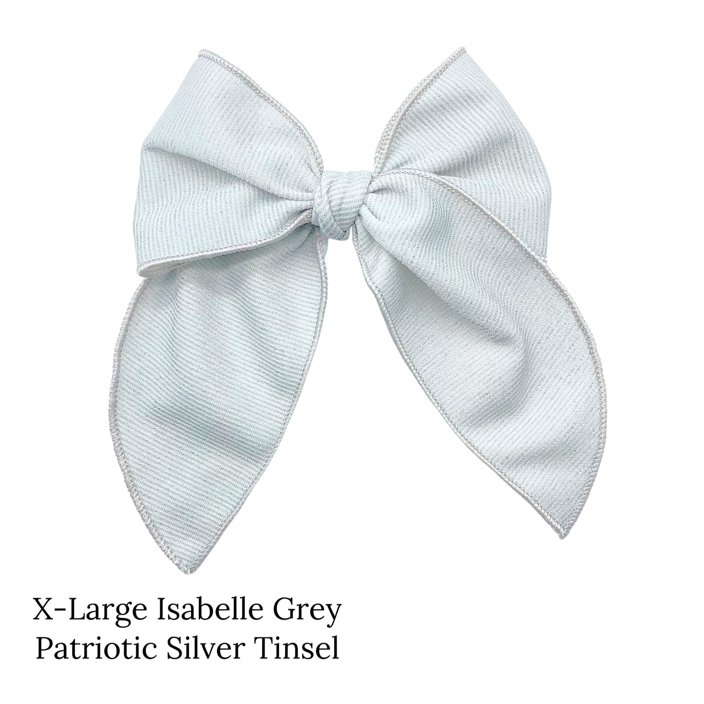 Gray Patriotic Silver Tinsel Hair Bow Strips