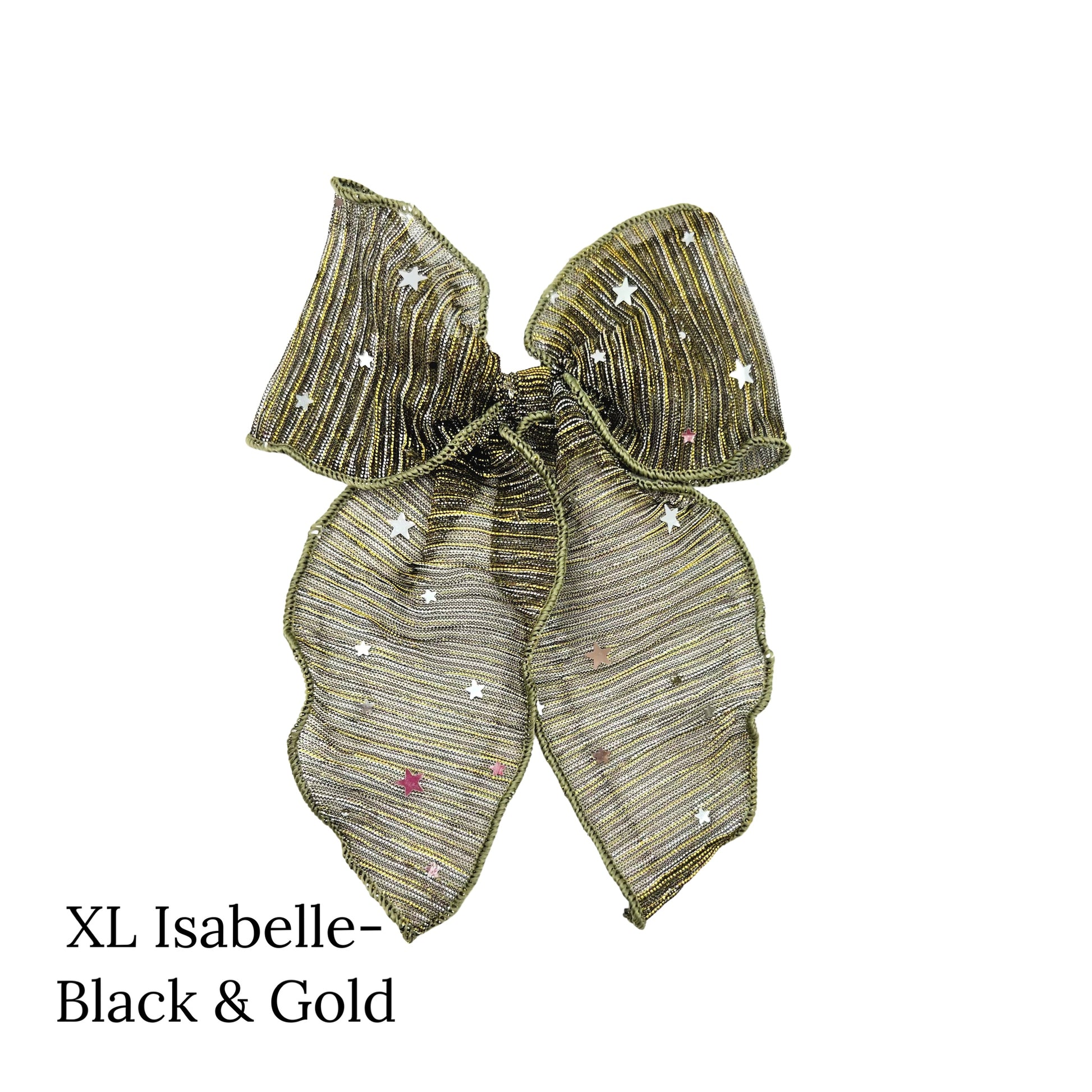 Black and gold large bow with gold stars