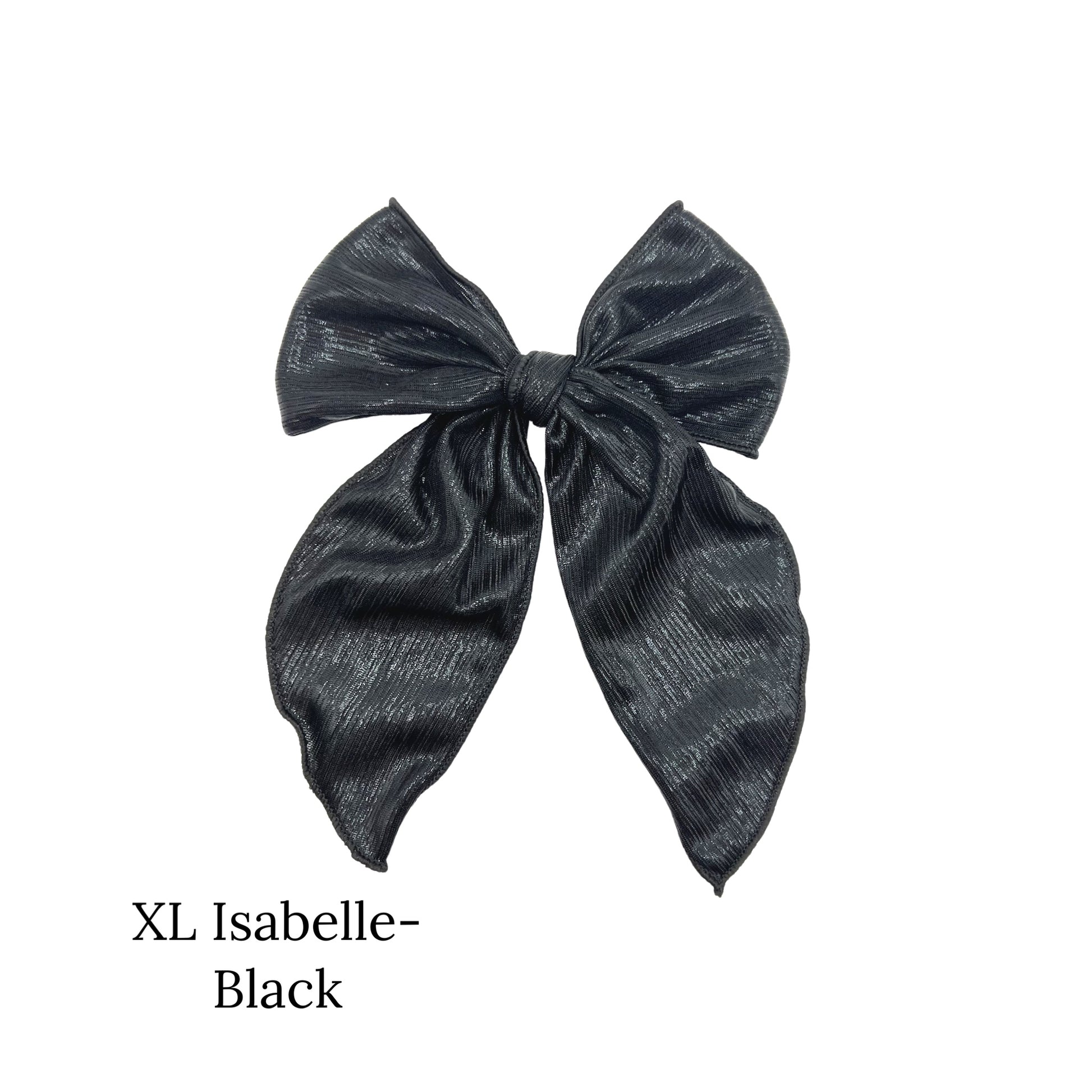 Large metallic black bow
